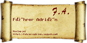 Führer Adrián névjegykártya